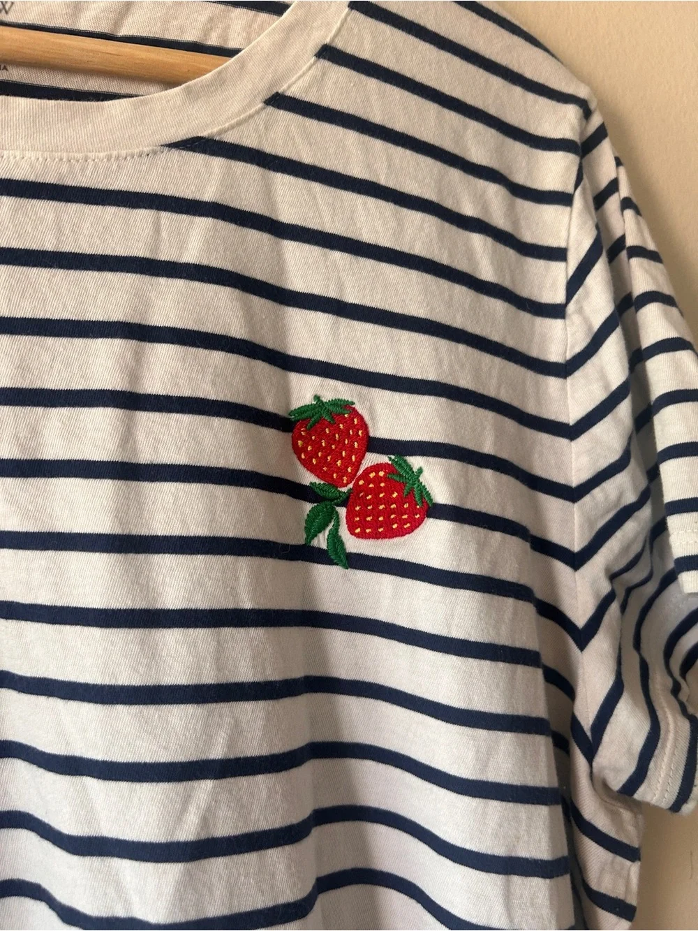 J.Crew Navy Stripe Tee with Strawberry Patch collectors tee